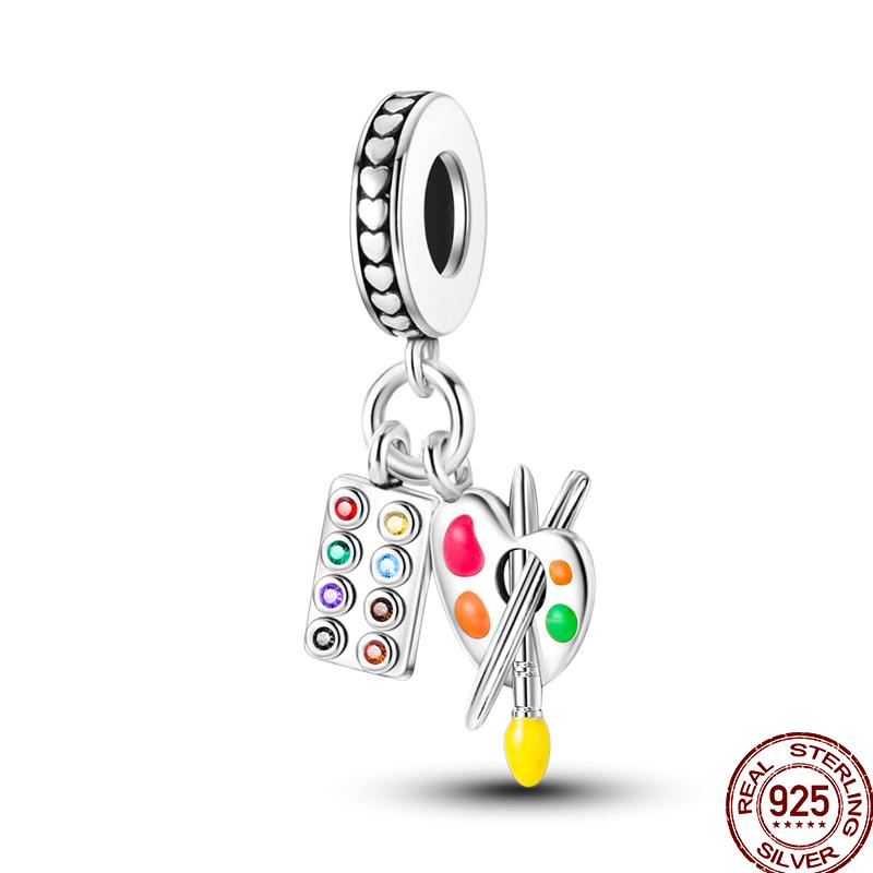 Copper Colored Zircon Rainbow Unicorn Mermaid Flower Charm Beads Suitable For 3Mm Original Bracelet