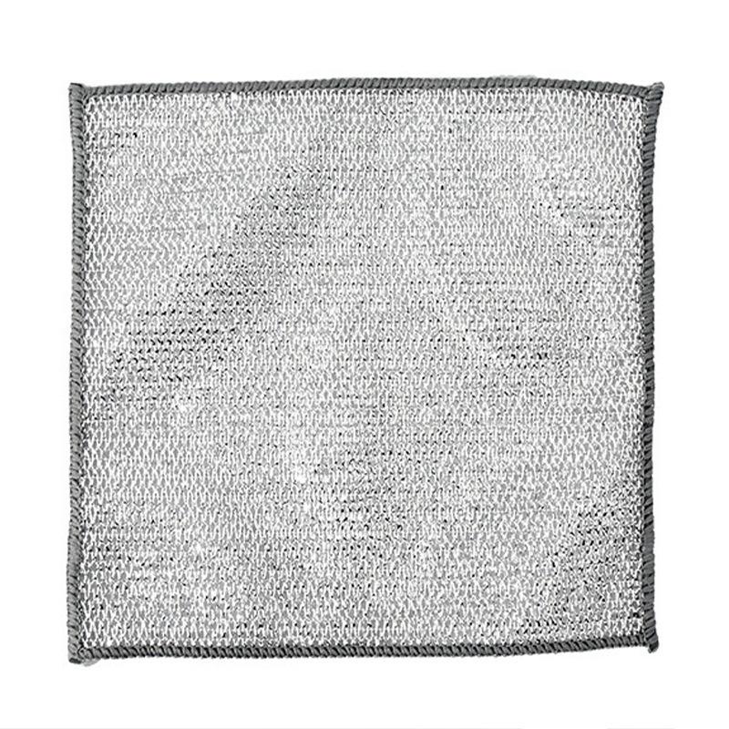 Non-stick Steel Mesh Dishcloth: Easy-Clean Metal Scrubber for Kitchen, Dishwashing, and Pots - Silver Wire Rag