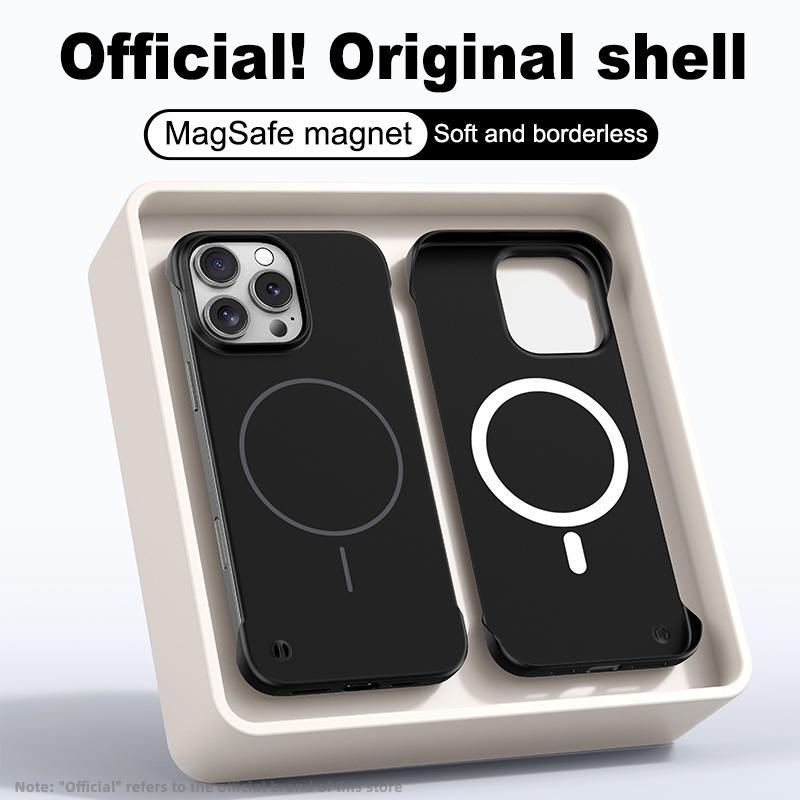 Luxury Frameless Slim for Magsafe Phone Case For iPhone 16E 15 Pro 14 Pro Max 13 12 Wireless Charge Shockproof Magnetic Hard PC Bumper Cover