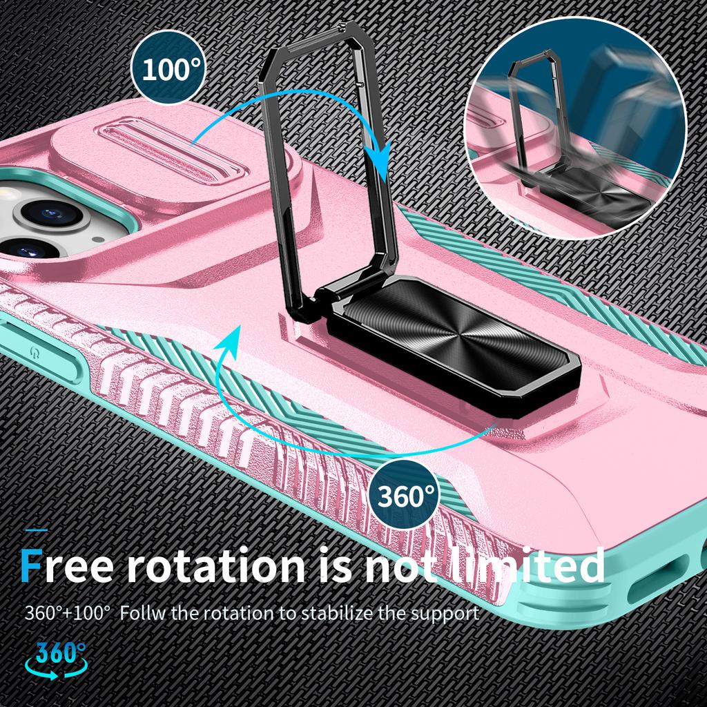 For iPhone 11 Pro Case PC+TPU Phone Cover Sliding Camshield Holder
