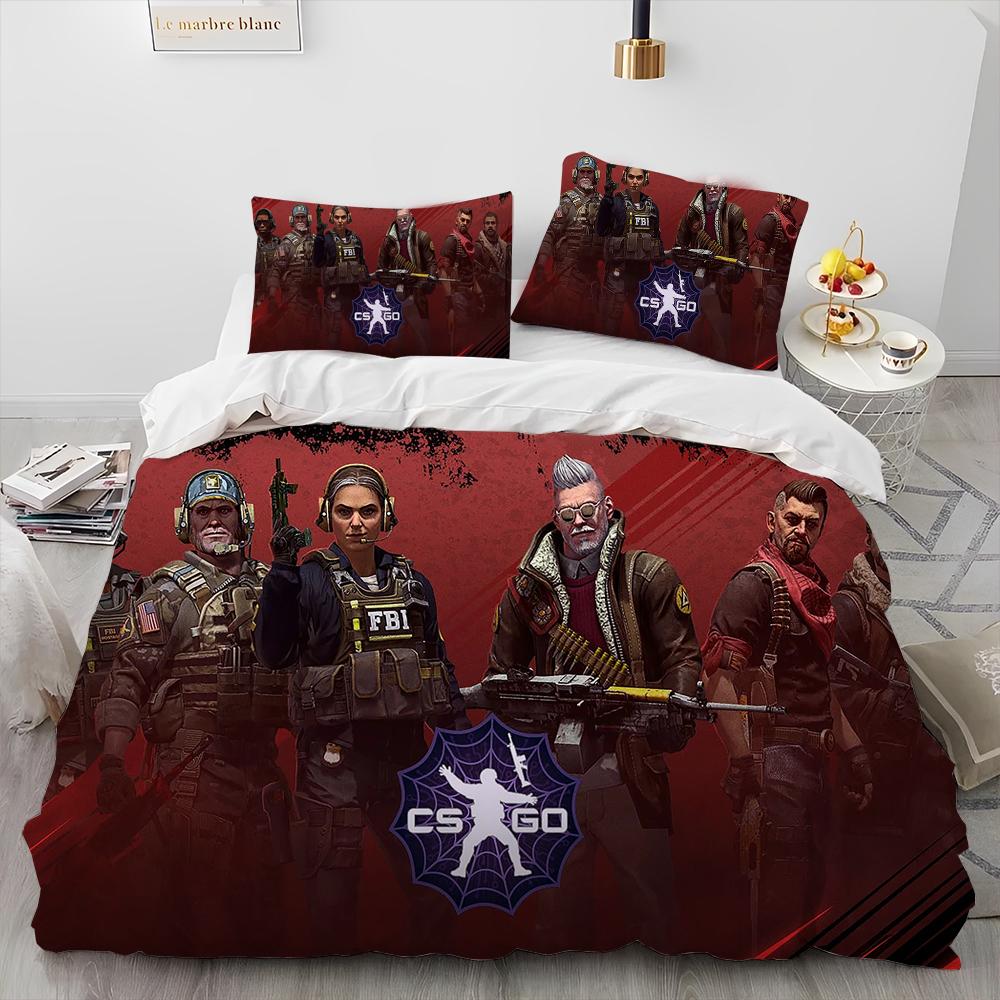 CS GO,Game Gamer,Counter Strike Comforter Bedding Set,Duvet Cover Bed Set Quilt Cover Pillowcase,king Queen Size Bedding Set Kid