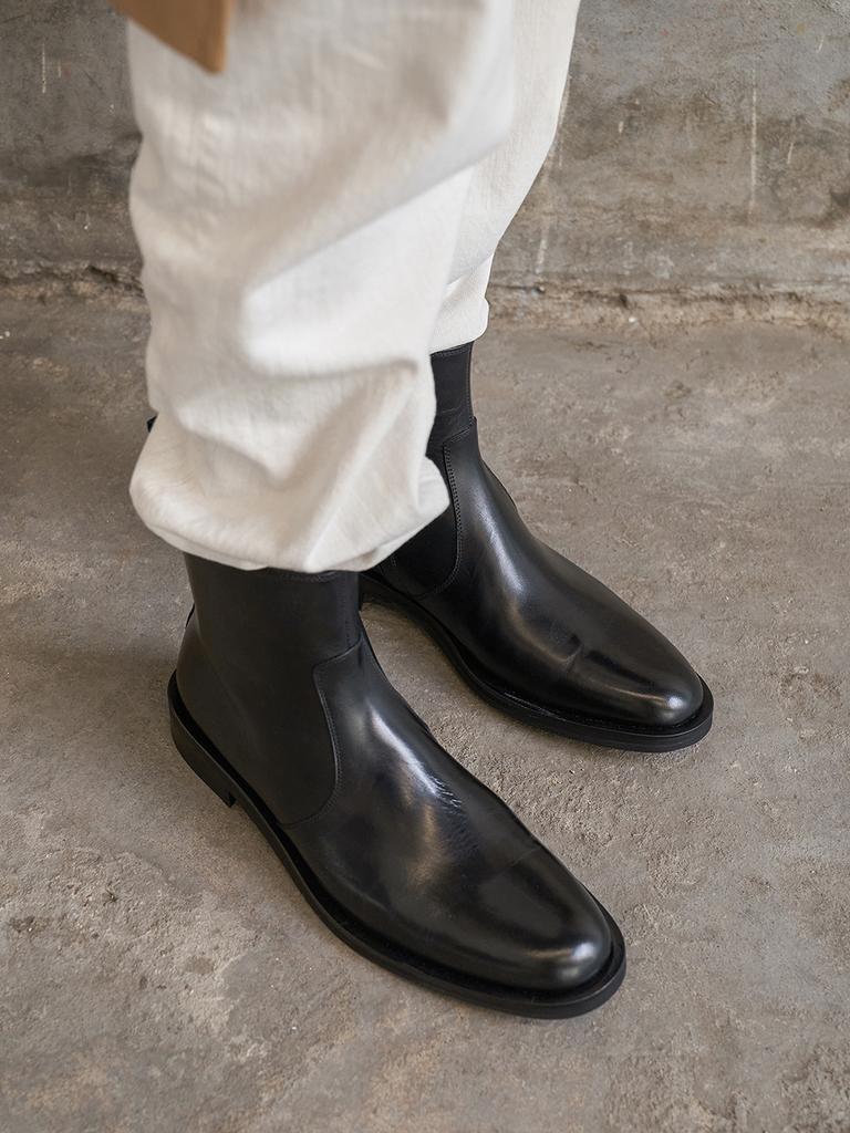 Blanc Sur Blanc [Men] Lyon Ankle Boots Black