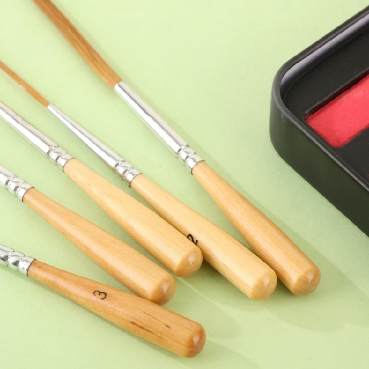 Pack of 5 Artisanal Brushes Featuring Short Grip and Elastic Bristles for Oil Gouache Creations Detailed Work