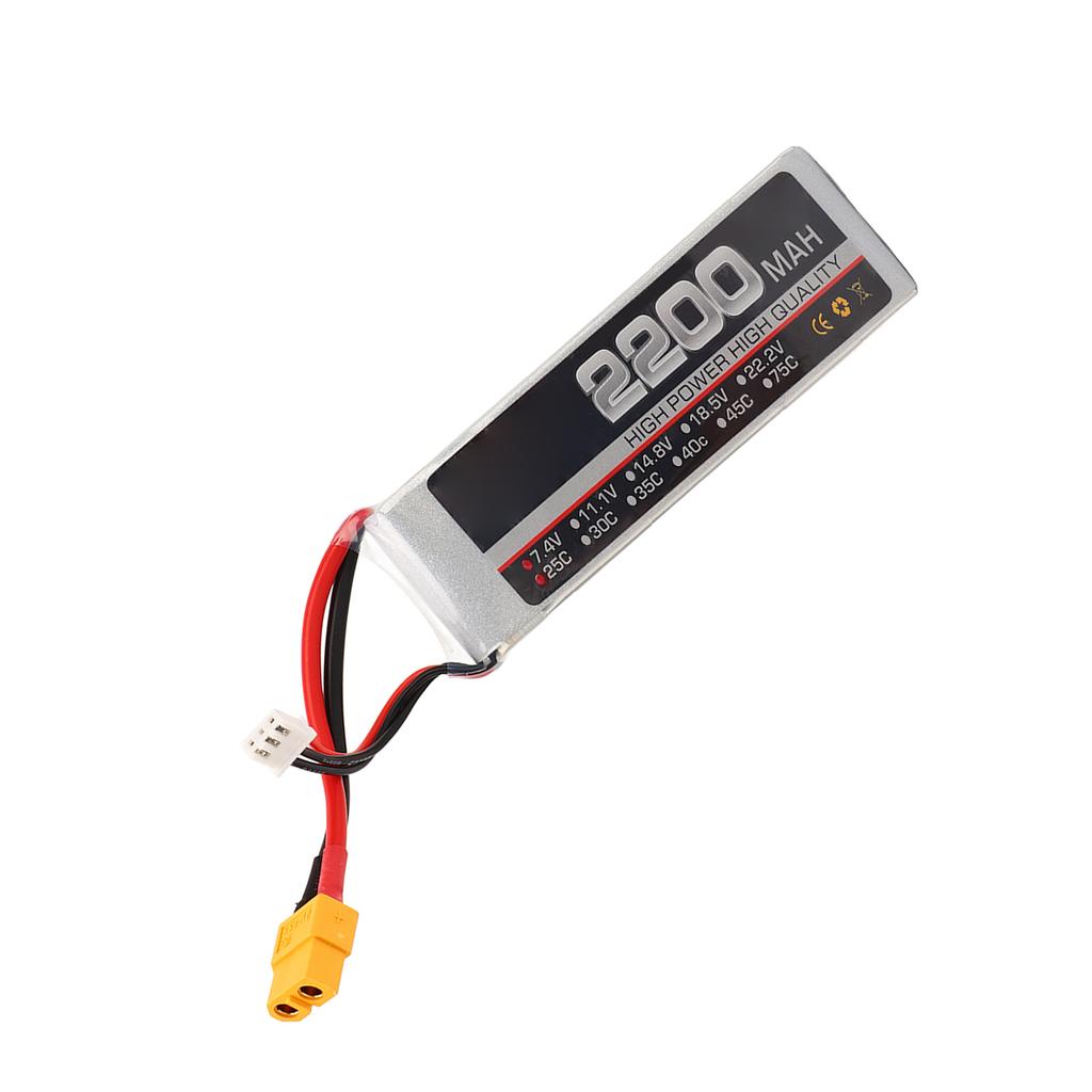 Lipo Battery 7.4V 2S 2200mAh 25C High Discharge Rate RC Batteries for RC Model Drone Flying