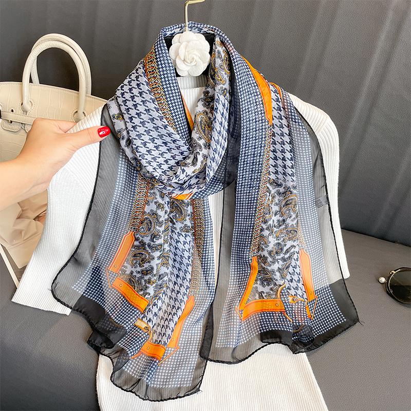 Motetrykt blomster chiffon hijab skjerf kvinner pareo dame bandanas badehåndklær sommer muslimsk slør wrap kvinne foulard