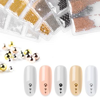Karışık Boyutlu 3D Metal Toplar Nail Art Süslemeleri Havyar Boncukları Manikür Aksesuarları