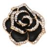 Flower Brooch Pin Rhinestone Elegant Shiny Stylish Alloy Vintage Flower Brooch Black for Party