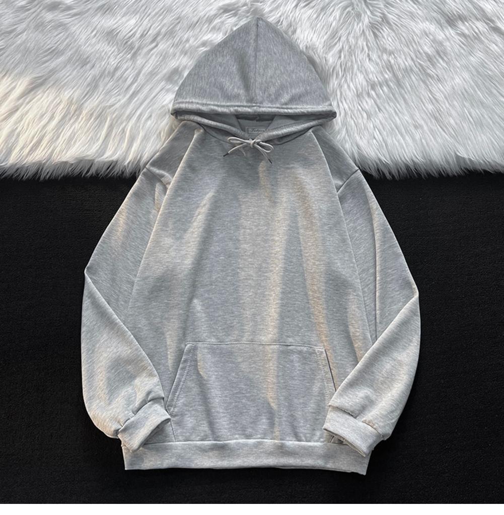 Spring and Autumn Hooded Sweater Men's Ins Hong Kong Style Retro Loose Large Size Solid Color Coat Korean Version Trend Hoodie