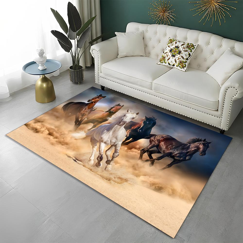 3D Animal Pentium Gallant Horse Steed Carpet Rug for Home Living Room Bedroom Sofa Doormat Decor,kid Area Rug Non-slip Floor Mat