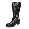 Fashion boots with belt buckle Spring Autumn new style thick heel increased height simple comfortable versatile women's boots