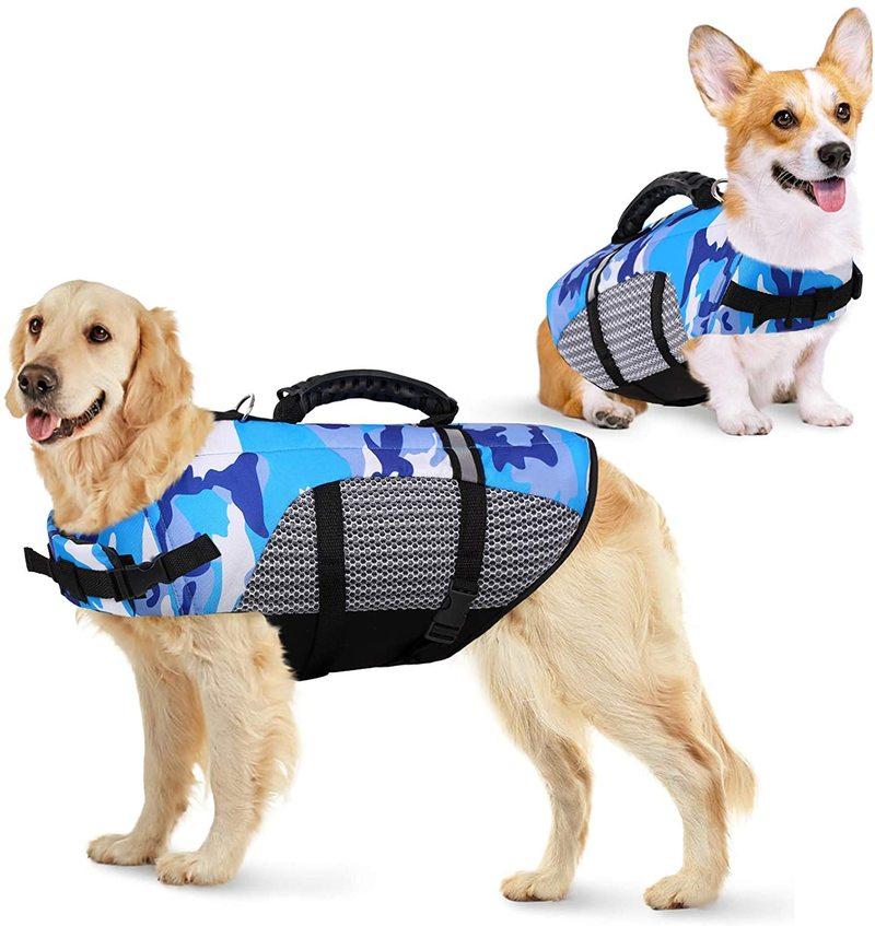 Dog Life Jacket Ripstop Pet Safety Life Vest Adjustable Dogs Lifesaver Vest Camouflage Swimsuit