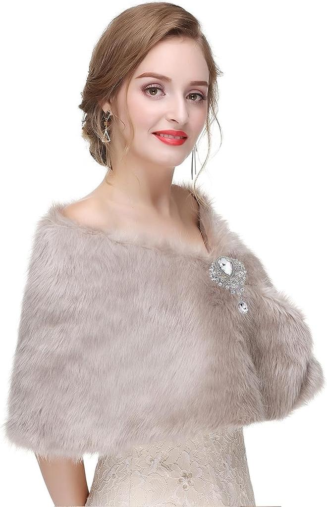 Faux Fur Furisode Fur Japanese Fur Shawl with Party For Cold Protection [Muzhilun] Stole, Shawl, Kimono, Brooch, Dress, Autumn/Winter Fashion,