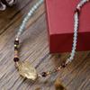 Natural Lemon Crystal & Tourmaline Cat's Eye White Crystal Garnet Clavicle Necklace - Women's Fashion Adjustable