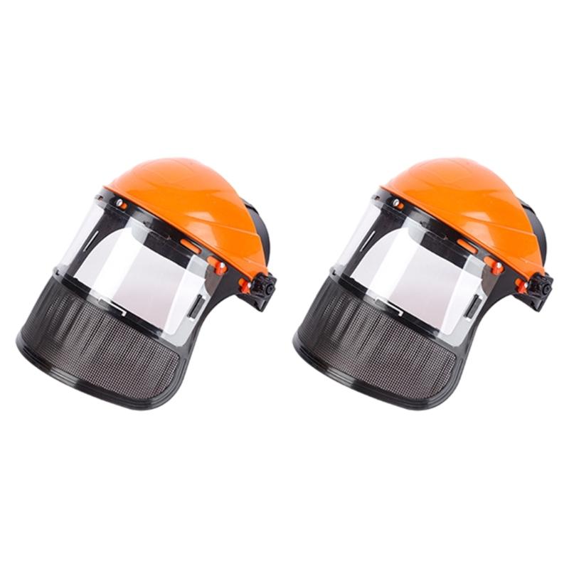 

Full Face Mesh Mask Safety Helmets For Logging And Brush Cutting Forestry Safety Brush Cutting Yard Work Protective 2pcs помаранчевий