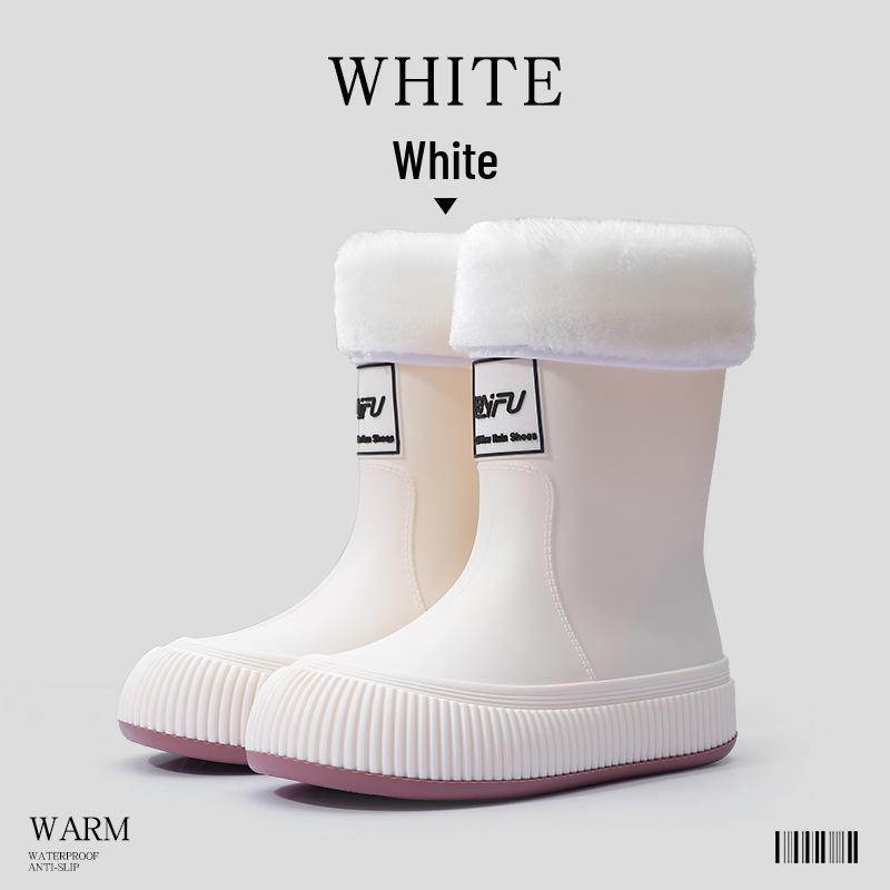 Women's Fashion Rain Boots: Non-Slip, Waterproof, Fleece-Lined, Mid-Calf Boots for Ladies & Kids - Perfect for Outdoor Wear.