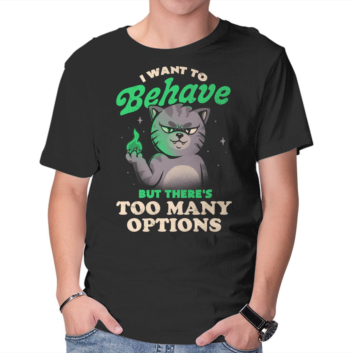 Unisex Crew Neck T-Shirt Too Many Options Graphic Short Sleeve Casual Tee L