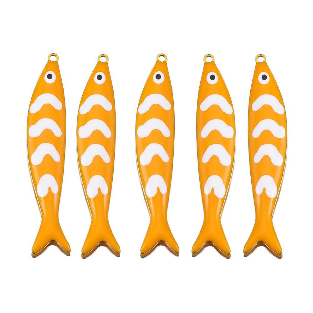 5pcs Double-sided Enamel Fish Charms Fish Design Stainless Steel Fish Charms Pendant DIY Jewelry Crafting