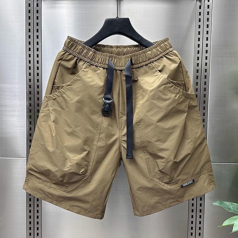 Shorts de travail d'été pour hommes, à taille élastique avec grandes poches, fins, amples, droits, mi-longs