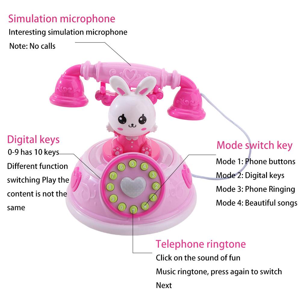 Rabbit Emulated Telephone Toys Early Education Simulation Landline Phone Kids Gift