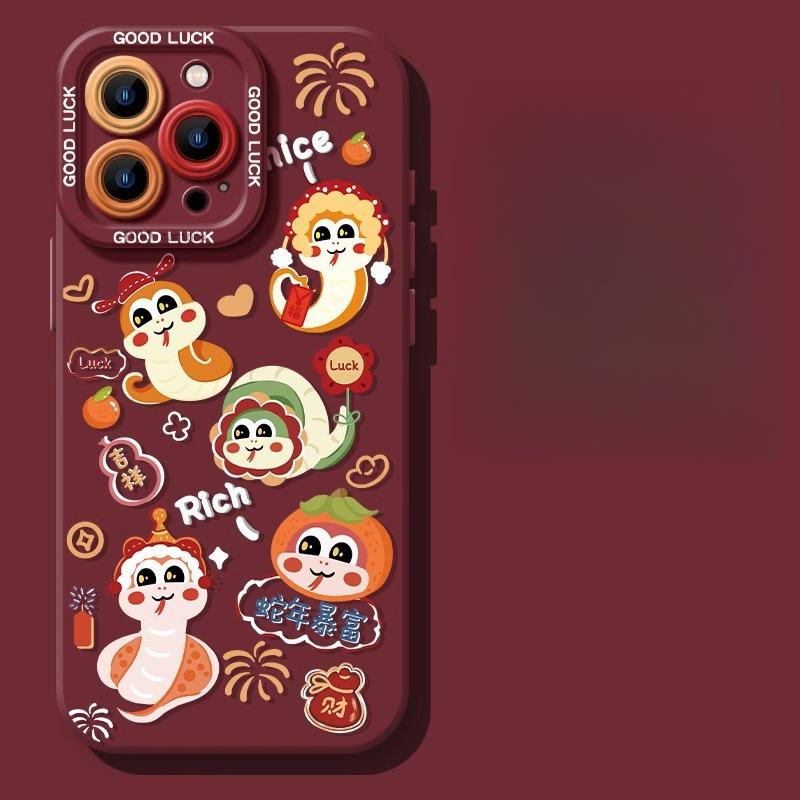 

Год Змеи Богатый Применимый Чехол для Мобильного Телефона Apple 16 14 Защитник 12 Iphone15promax Противоударный 13mini11 Apple 6G/6S Universal