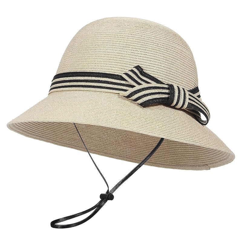 

[GEMVIE] ladies sun hat straw hat bucket hat hat ribbon decoration straw sunscreen casual UV cut UV protection small face effect beach hat trip