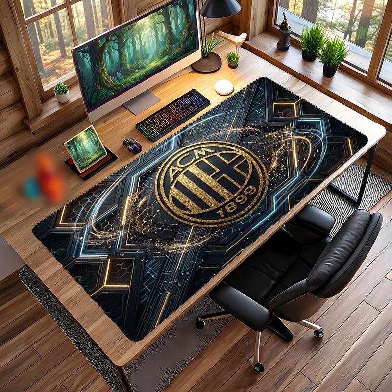 Tappetino per Mouse Grande Stampato AC Milan, Tappetino Morbido in Gomma Antiscivolo per Scrivania da Gioco per Ufficio Laptop Computer Decorazione