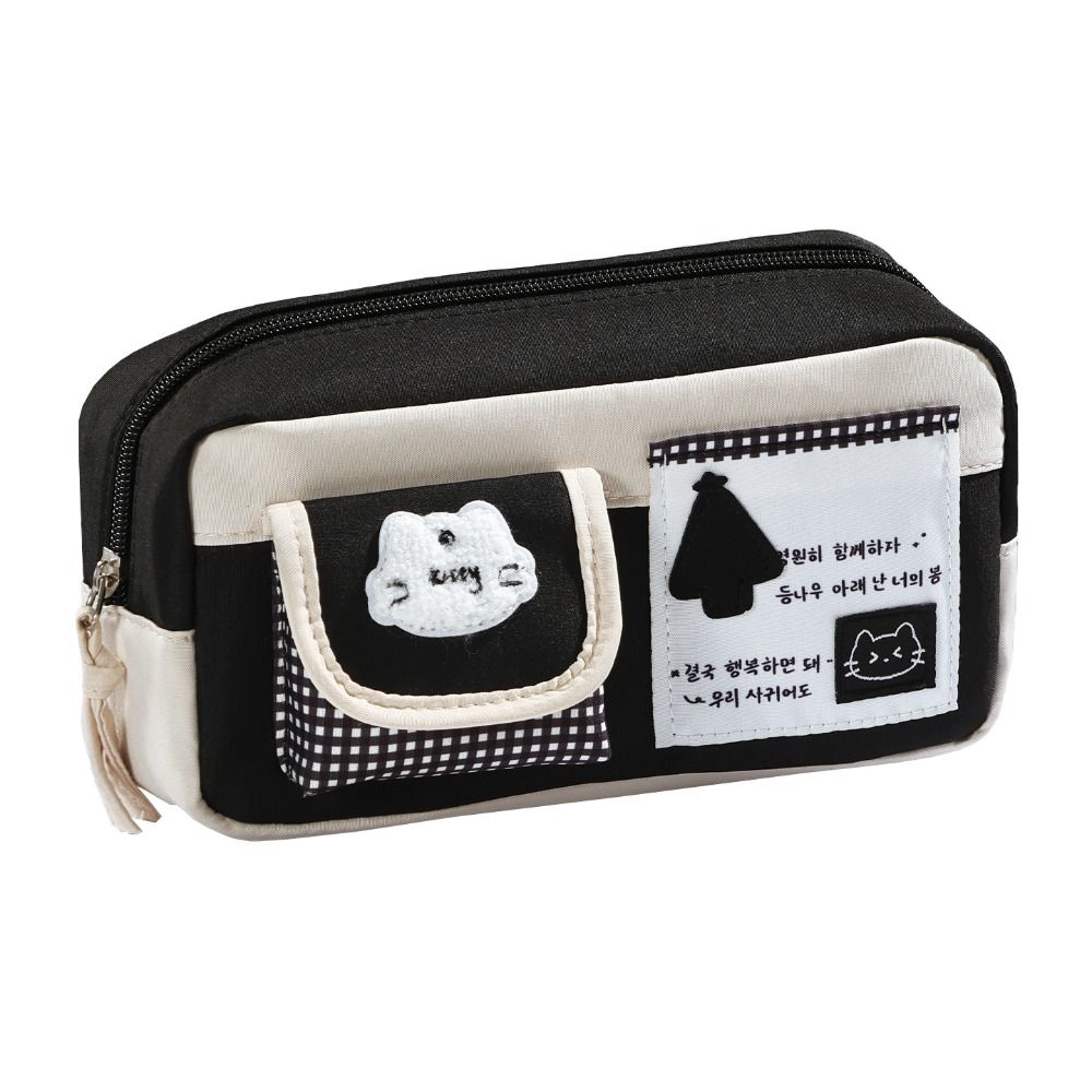 Multi-Pocket Pen Bag Plaid Design Pencil Pouch Portable Pencil Case  School Supplies