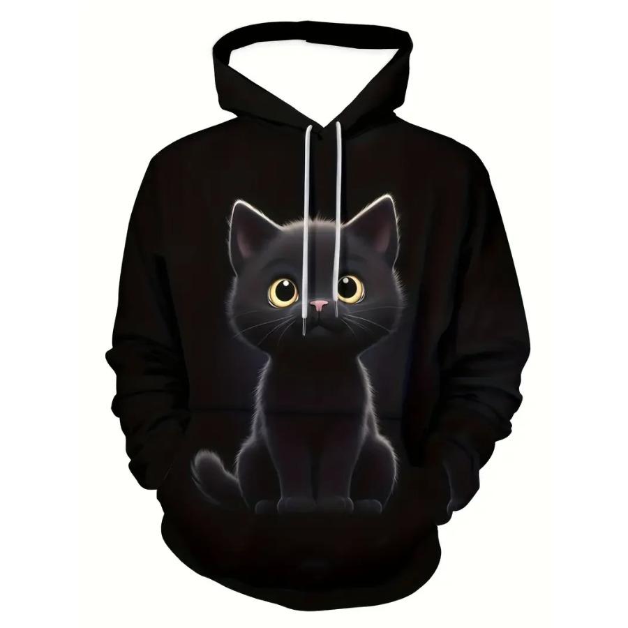 Men's Hoodie Cute Cat Print Sweatshirts For Men Harajuku Hooded Shirt  Pullover Casual Clothes Streetwear Top Unisex Clothing