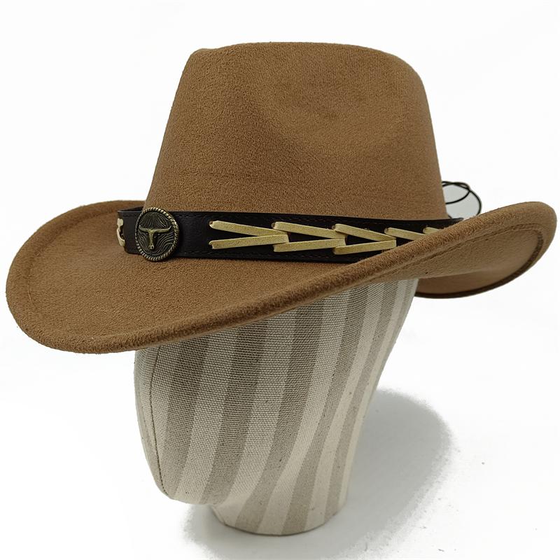 Dark purple Cowboy Hat New Jazz Knight hat cowboy hat monochrome felt hat men's and women's large brim outdoor hat