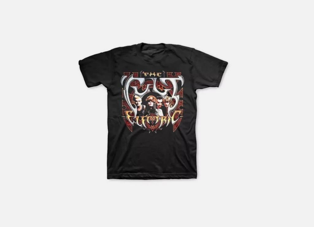 De CULT Electric Albumhoes Zwart Katoen Herdrukte T-shirt Volledige Maten S-5XL