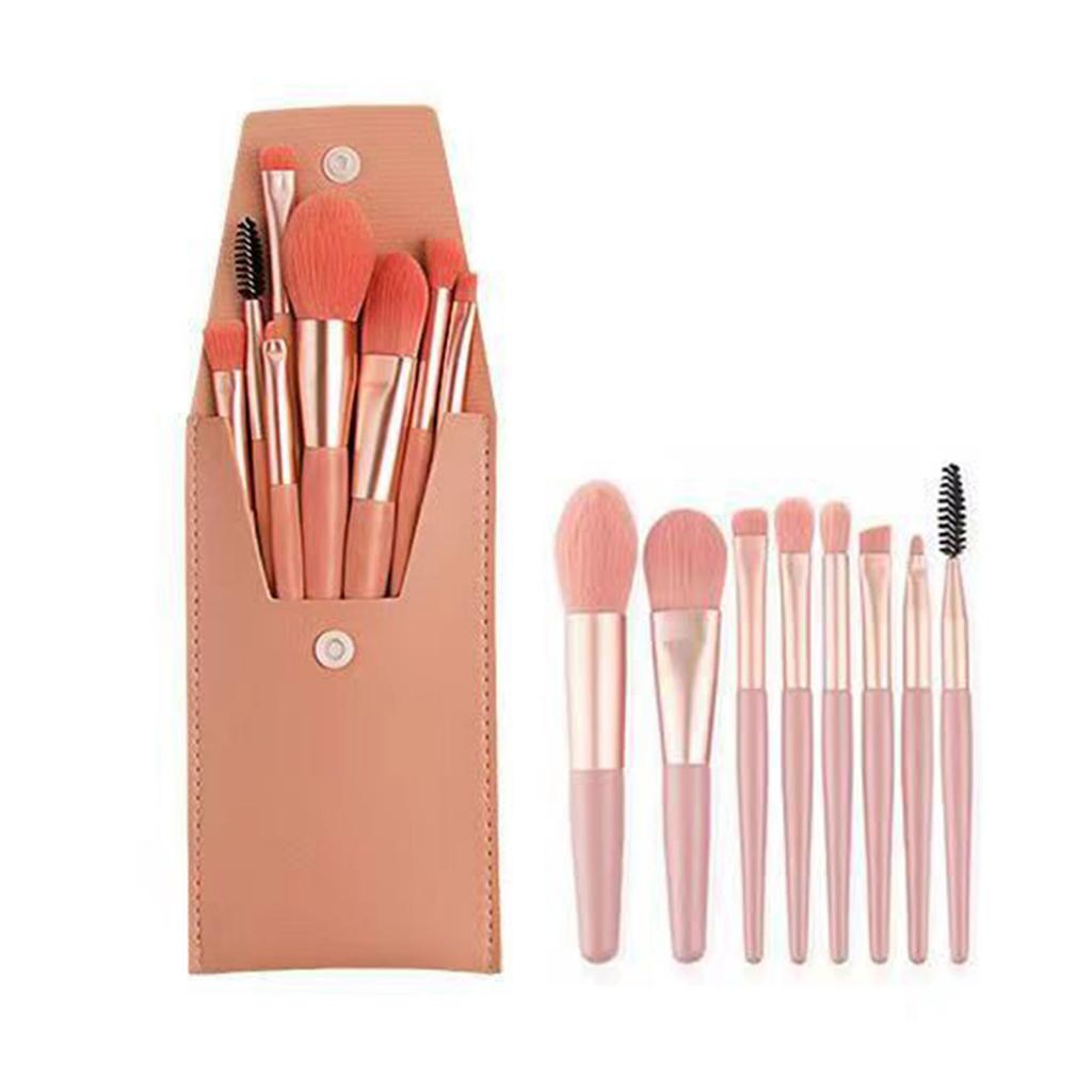 Mini Size Makeup Brush Collection - 8 Piece Soft Synthetic Hair Brush Set with Carrying Case, Perfect Blush and Face Brushes for Makeup Newbies
