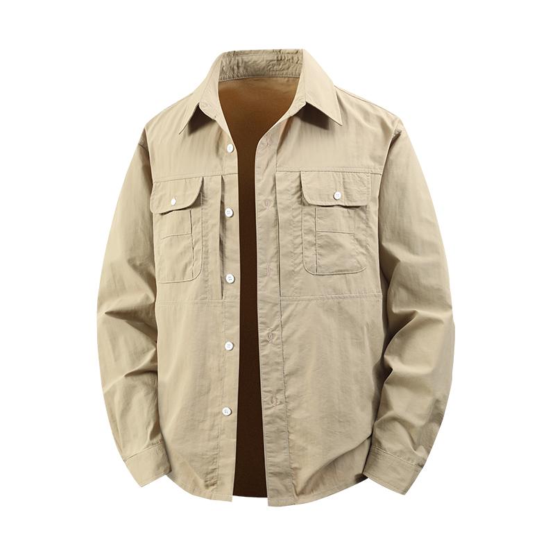 Jacket Workwear Collar Long Sleeved Shirt Loose Casual Plus Size Top