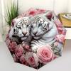 Yin Yang Tigers Folding Umbrella Fashion Auto-Open Design 8 Iron Ribs Plastic Handle Foldable Sunshade Perfect Christmas Gifts