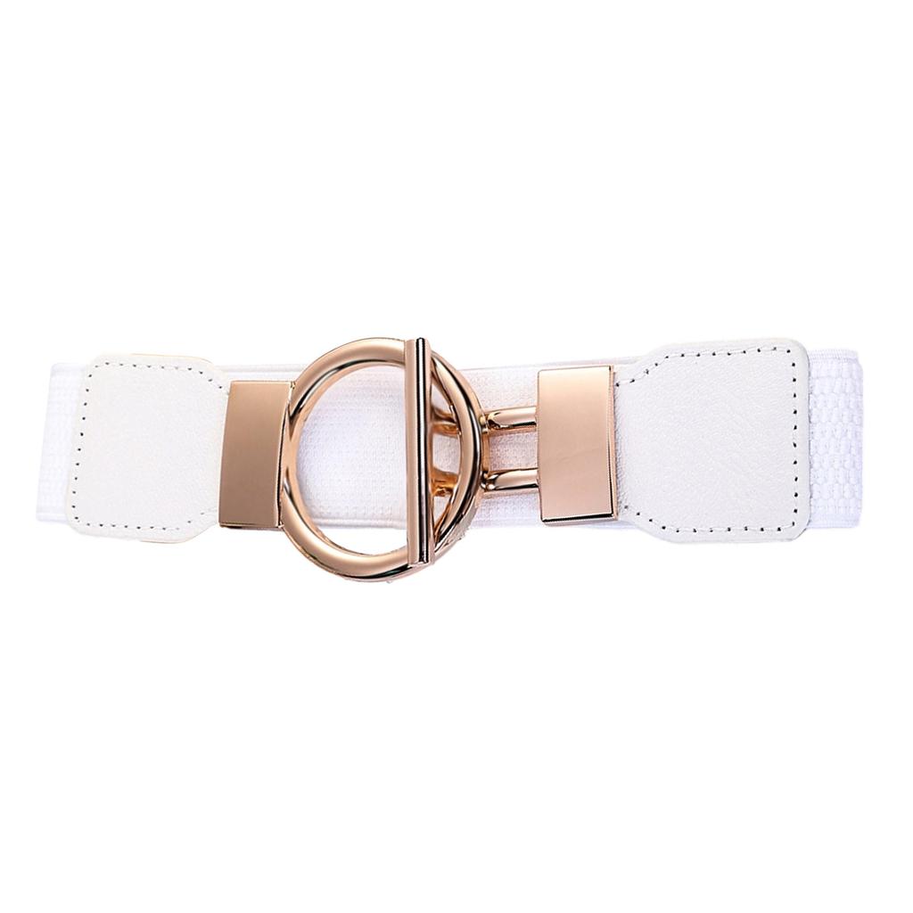 Women Stretch Waist Belt Fashionable Elastic Metal Buckle Adjustable Cincher For Dresses Casual Outfit Party Office Wear