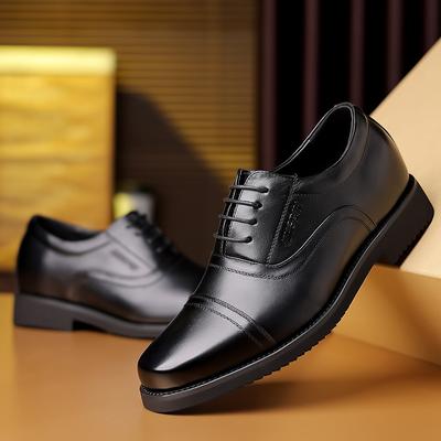 New Men's Heightened 6CM Leather Shoes Men's Leather Business Shoes Commuting Three-joint Formal Dress Men's Leather Shoes Work Shoes