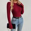 Women's Solid-color Round Collar Fashionable Knitted Sweater