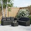 Sofa Set 8 Pcs. Black Poly Rattan and Steel