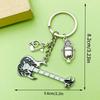 Antique Silver Music Cassette & Saxophone Keychain with Creative Design