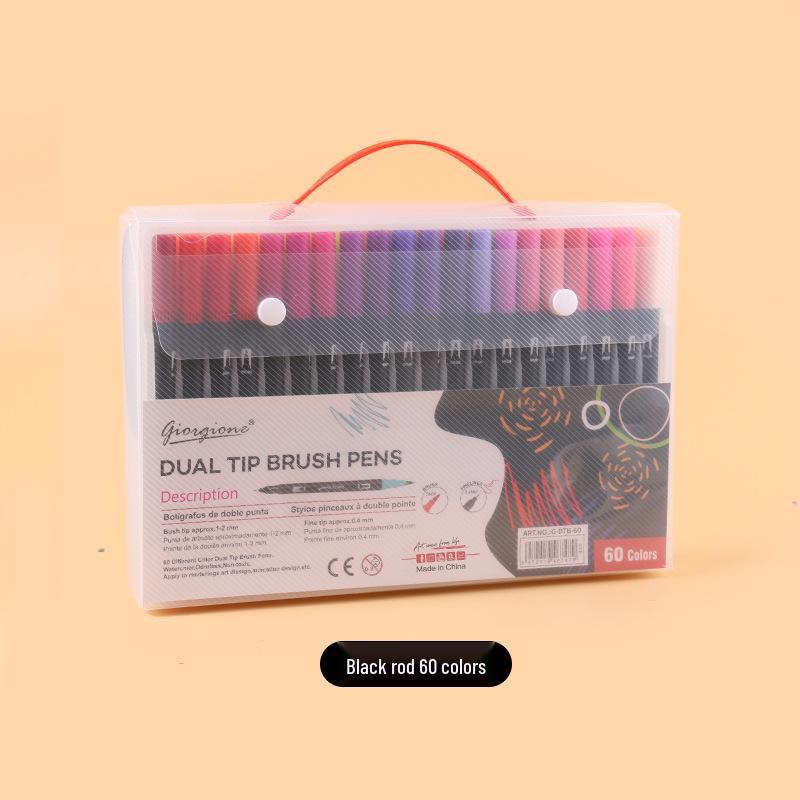 Giorgione Double-Ended Water-Based Fineliner Brush Pens: 24 & 80 Washable Colors