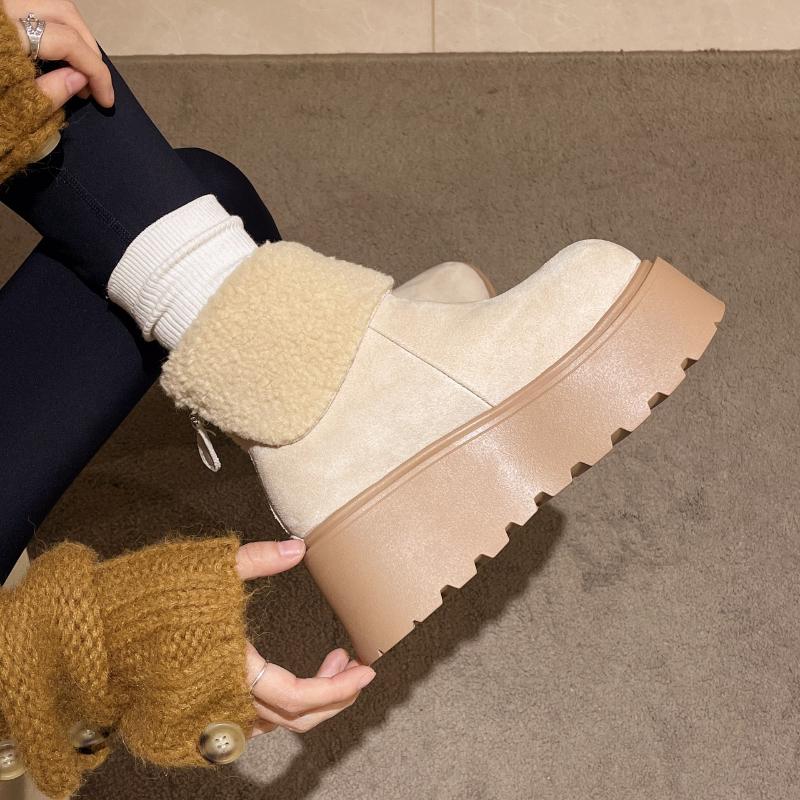 Fashion Winter Chunky Platform Heels Women Snow Boots Keep Warm Height Increase Warm Cartoon Short Booties Shoes Zapatos Mujer