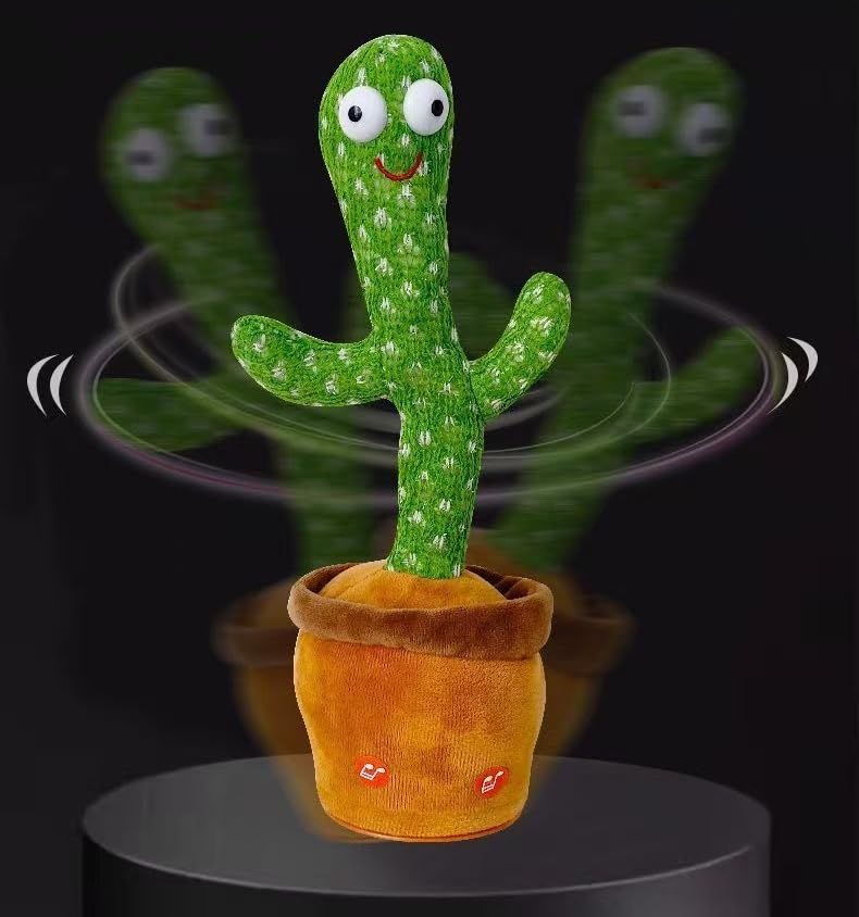 Dancing Cactus Toy, Singing Cactus, Baby Plush Toy, Moving Cactus, Reactive Toy that Plays 200 Songs, Recordable, Speaks, Suitable for Early Developme