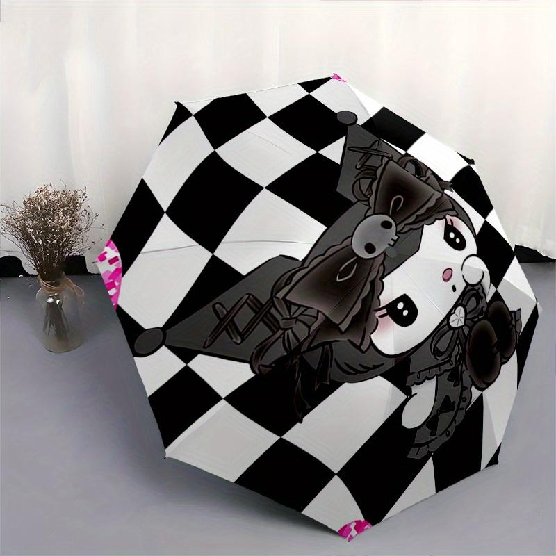 Gothic Hello Kitty Automatic Folding Umbrella-Simple 8-Rib Design, Bright Cartoon Pattern, Durable Iron Frame, Suitable For Travel, Outdoor,
