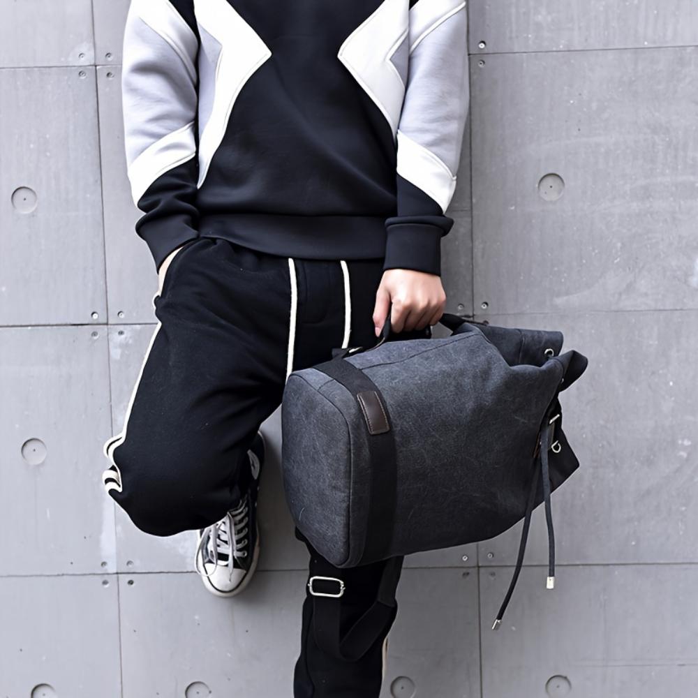 Fashion Canvas Sports Backpack Barrel Bag Travel Computer Backpack Men's Bag Leisure Travel School Bag Unisex