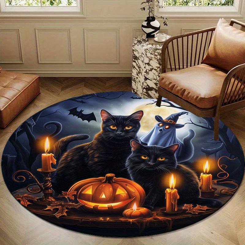 Halloween Kitten and Ghost Print Round Carpet