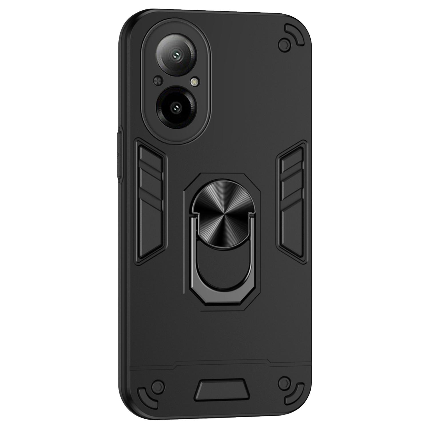 

For Realme C67 4G Case Kickstand PC+TPU Shockproof Phone Cover Black