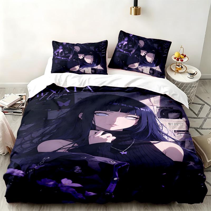 Hyuga Hinata 3pc Set Perfect for Bedroom Use Comfortable Bedding Set Includes a Duvet Cover and Two Pillowcases Ideal Birthday or Christmas Gift