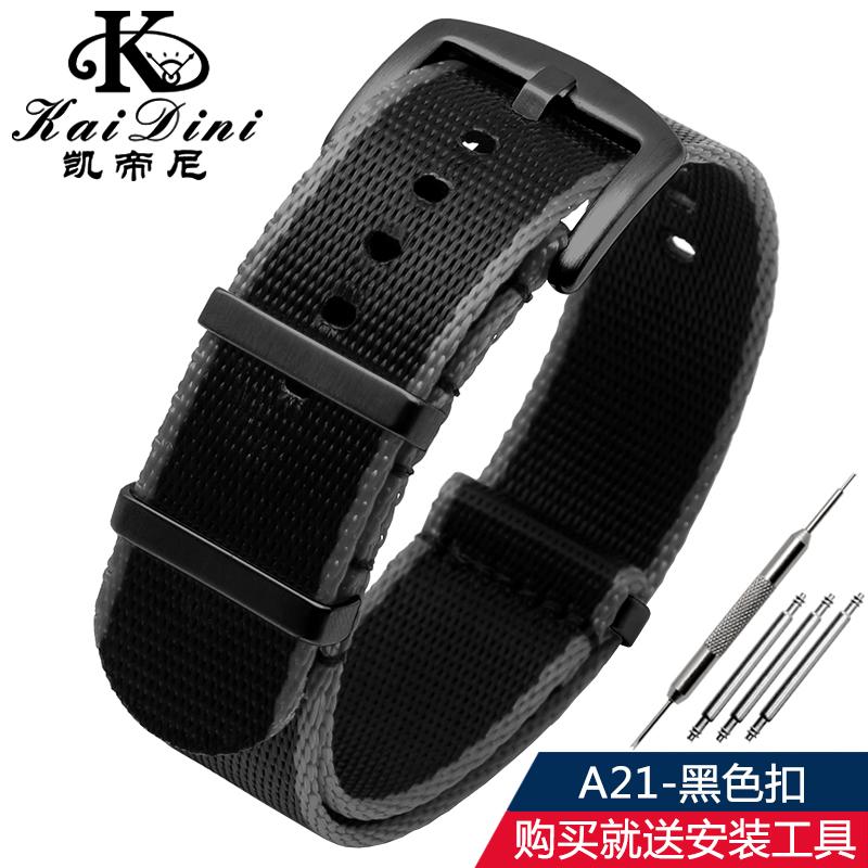 

For Rolex SEIKO MIDO Nylon watchband 20 22 silky waterproof black canvas khaki movement Watch Strap Stainless steel watch buckle 22mm