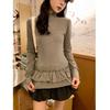 Womens Ballet Style Semi-High Neck Long Sleeve Top Fitted Thickened De Base Layer Winter