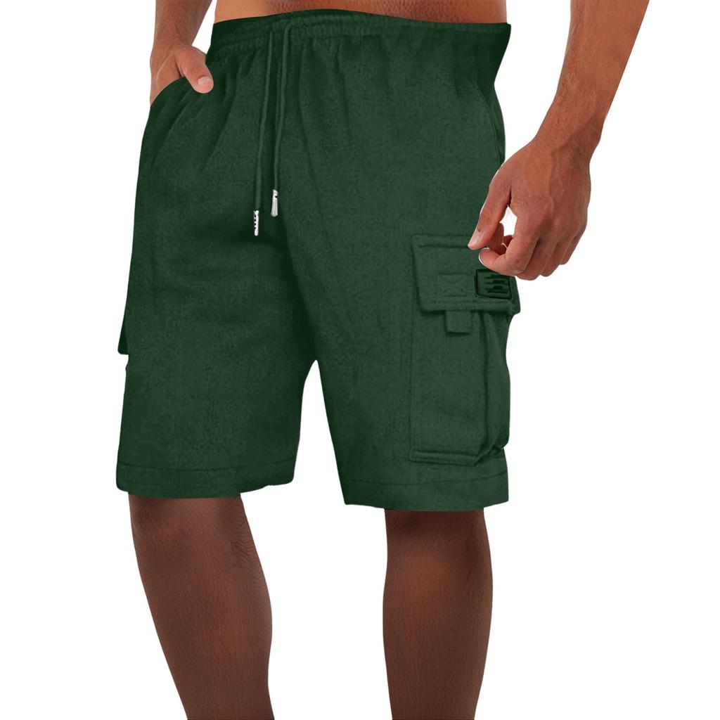 Shorts Masculinos Casuais com Cordão Cintura Elástica Shorts Esportivos para Homens com Bolsos Shorts de Academia para Homens Shorts Cargo para Homens
