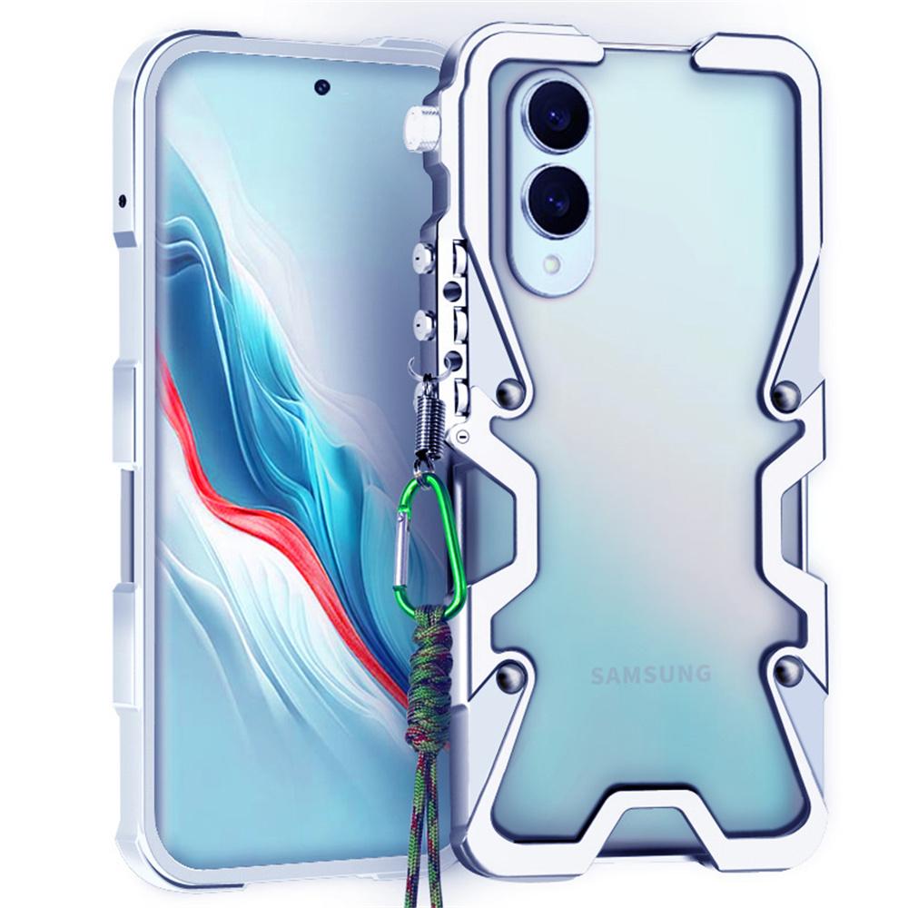 

Бампер для Samsung Galaxy S25 Edge из алюминиевого сплава, металлическая накладка на телефон с ремешком Silver